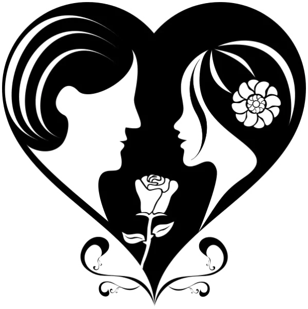 Romantic Couple Heart Silhouette PNG
