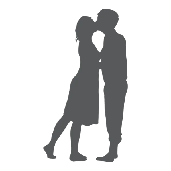 Couple Kissing Silhouette PNG Transparent Background
