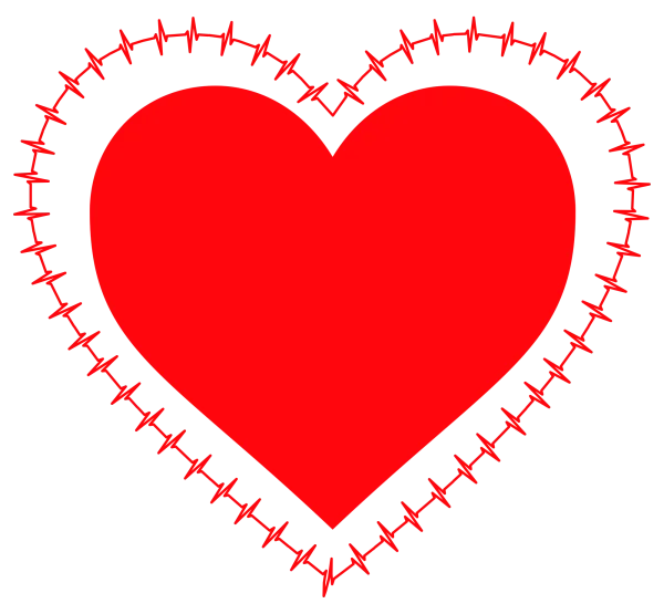 Red Heart with Heartbeat Outline PNG Transparent Background