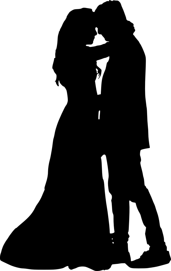 Romantic Couple Hugging Silhouette PNG