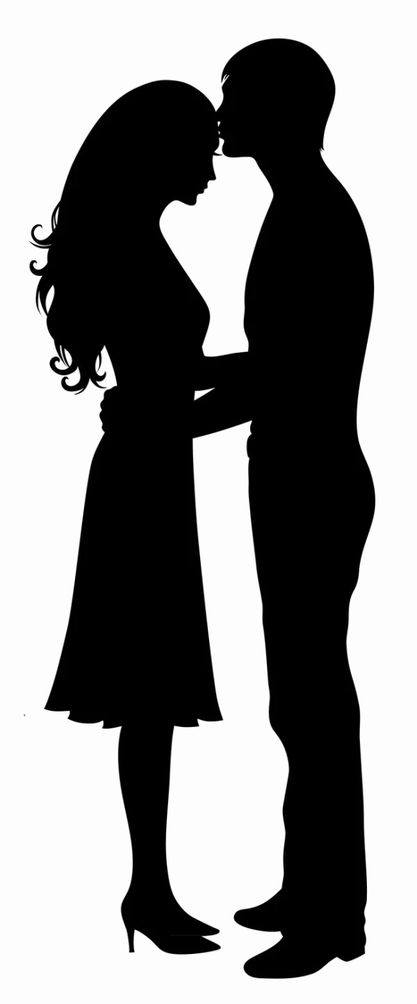 Couple Kissing Forehead Silhouette PNG