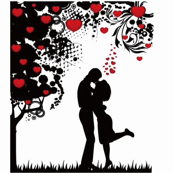 Romantic Couple Kissing Silhouette PNG