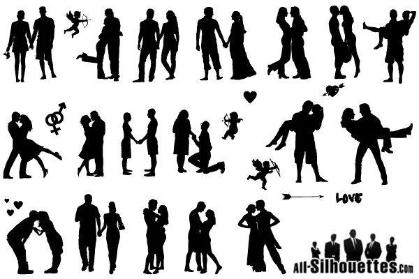 Romantic Couple Silhouettes Collection PNG