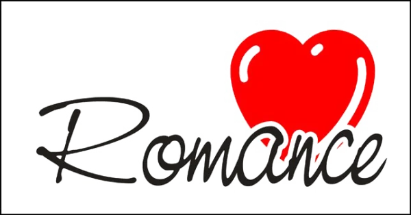 Romance Text with Red Heart Transparent PNG