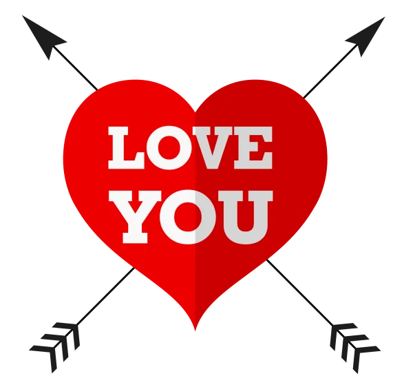 Red Heart Love You with Arrows PNG Transparent Background