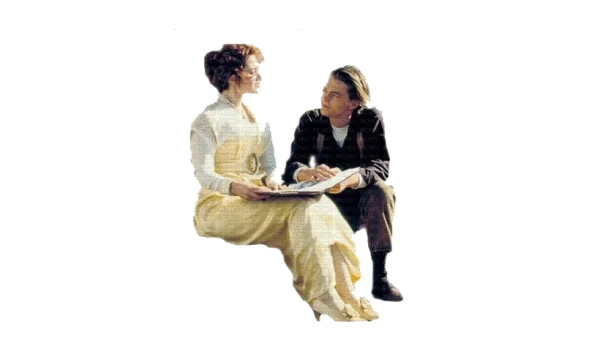 Rose and Jack from Titanic Sitting PNG