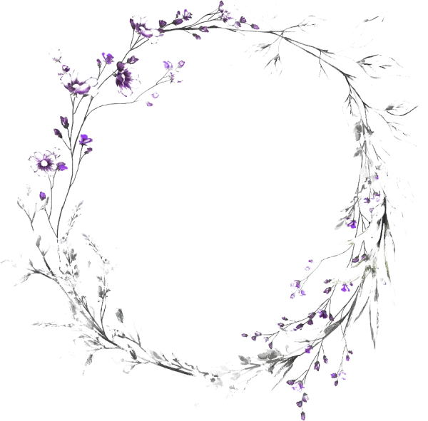 Elegant Purple Floral Wreath PNG Transparent Background