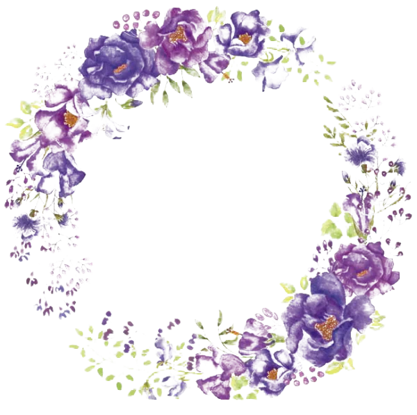 Purple Watercolor Floral Wreath PNG Transparent