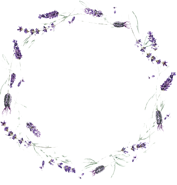 Watercolor Lavender Floral Wreath PNG