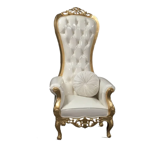 Elegant White and Gold Throne Chair PNG