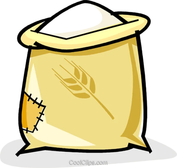 Cartoon Flour Sack with Wheat Icon PNG Transparent Background