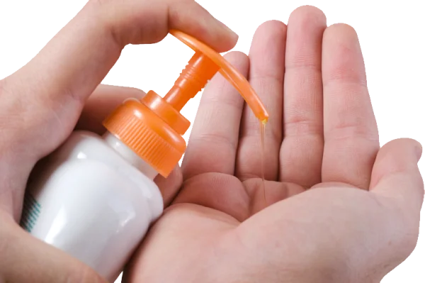 Dispensing Liquid Soap into Hand PNG Transparent Background