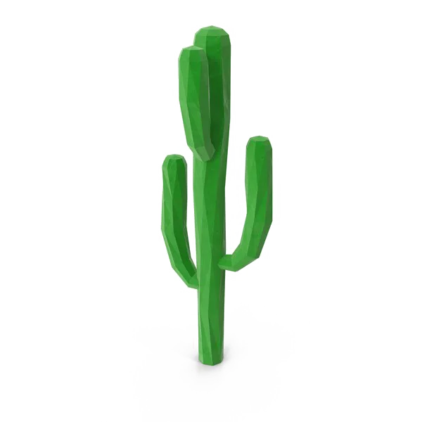 Low Poly Cactus PNG Transparent Background