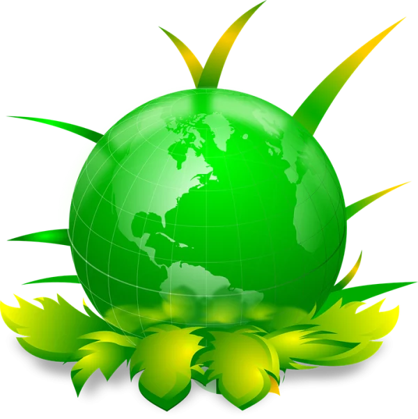 Green Earth Globe with Leaves PNG Transparent Background