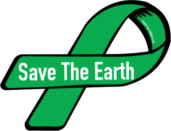 Save The Earth Green Ribbon PNG Transparent Background