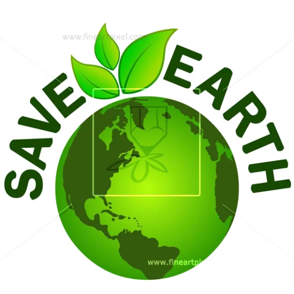 Save Earth Globe with Green Leaves PNG