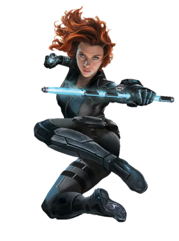 Black Widow Action Pose Transparent Background PNG