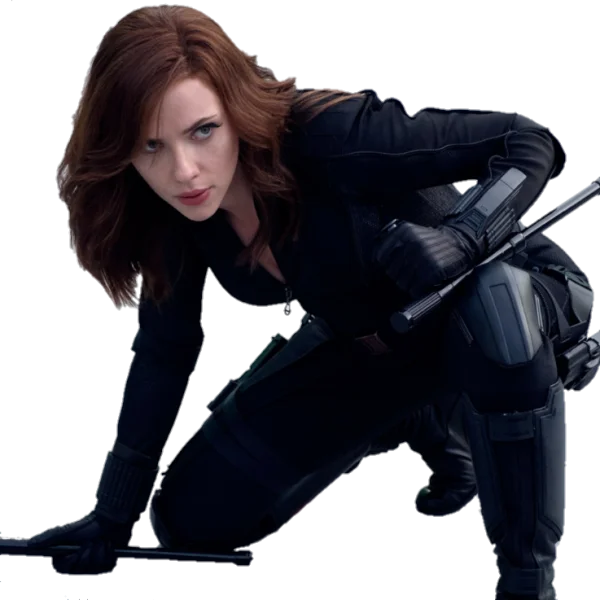 Black Widow Scarlett Johansson Crouching PNG Transparent Background