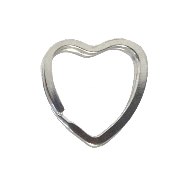 Silver Heart Keychain Ring PNG Transparent Background