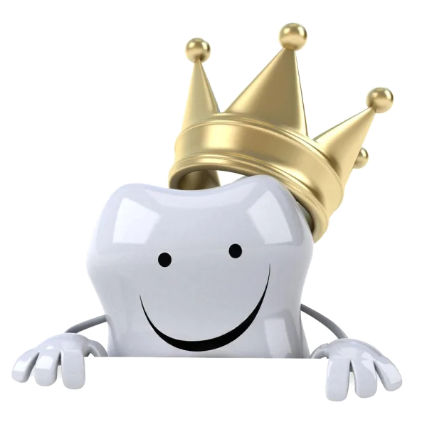 Happy Tooth with Golden Crown PNG