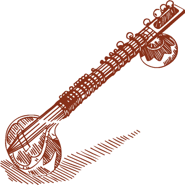 Sitar Outline PNG Transparent Background