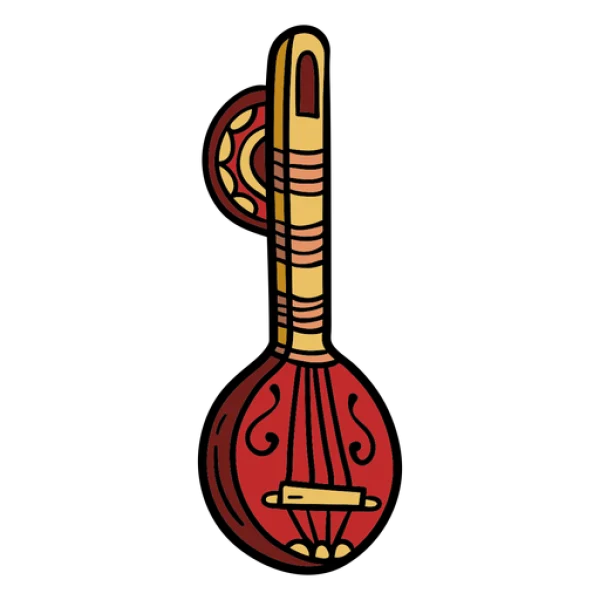 Stylized Indian Veena PNG Transparent