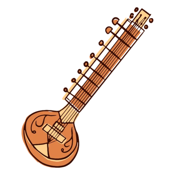Indian Sitar Musical Instrument PNG