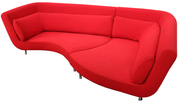 Red Curved Modern Sofa PNG Transparent Background