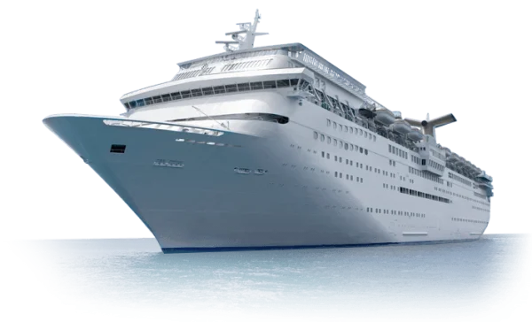 White Cruise Ship on Water PNG Transparent