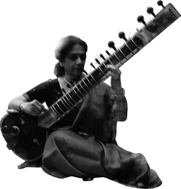 Woman Playing Sitar PNG Transparent Background