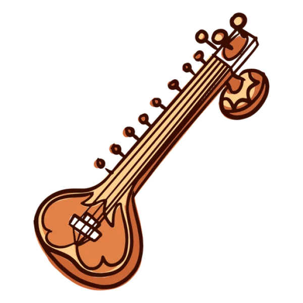 Stylized Sitar PNG Transparent Background
