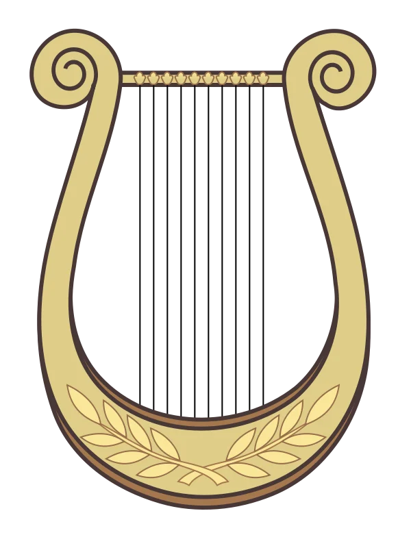 Golden Decorative Lyre PNG Transparent Background