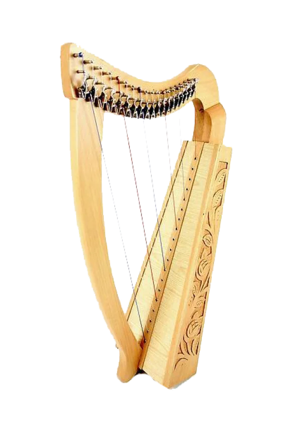 Elegant Wooden Celtic Harp PNG Transparent Background