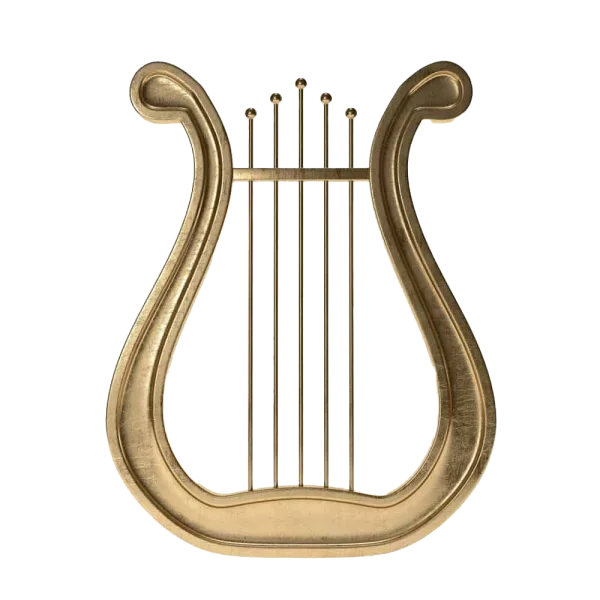 Golden Lyre PNG Transparent Background