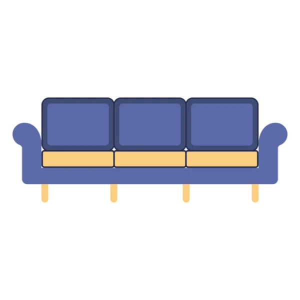 Cartoon Blue Sofa PNG Transparent Background