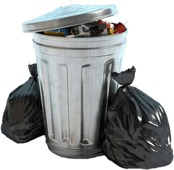 Full Trash Can with Bags PNG Transparent Background