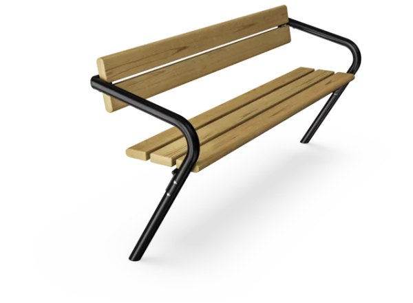 Modern Wooden Park Bench PNG Transparent