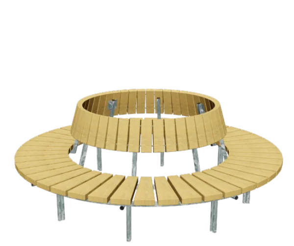 Circular Wooden Park Bench PNG Transparent