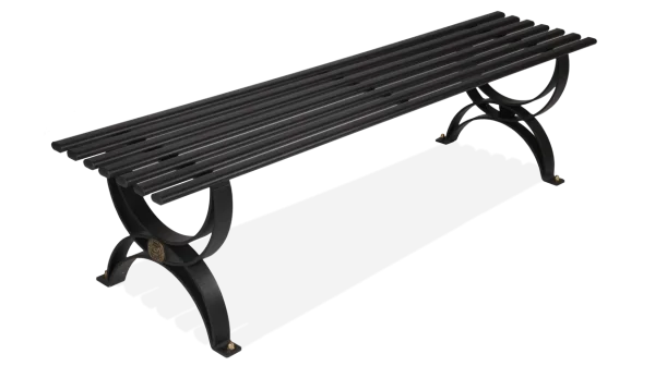 Black Metal Park Bench PNG Transparent Background