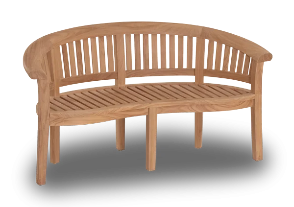 Curved Wooden Garden Bench PNG Transparent Background