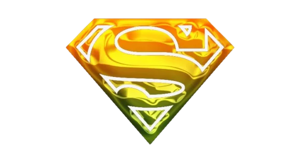 Superman Logo Gold Green Metallic PNG