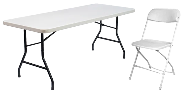 White Folding Table and Chair PNG Transparent Background