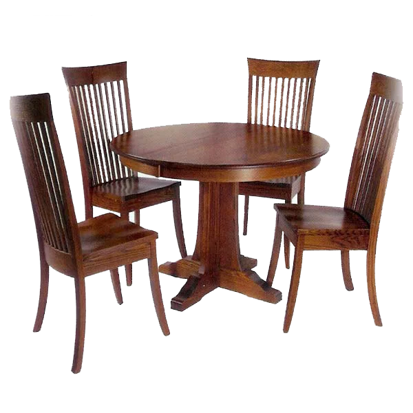 Round Wooden Dining Table and Chairs PNG Transparent