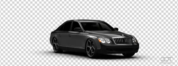 Black Maybach Luxury Sedan PNG Transparent Background