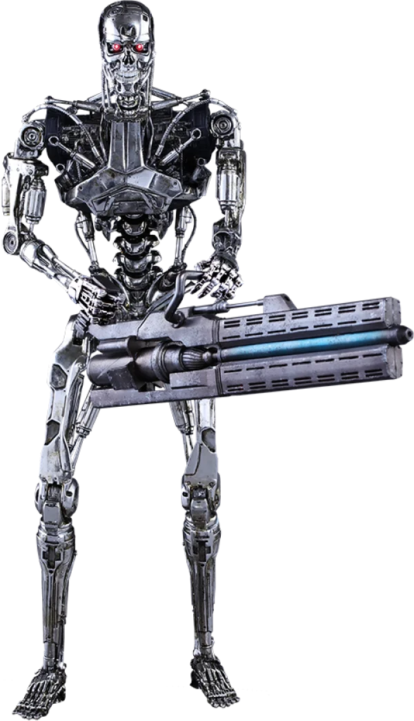 Terminator T-800 Robot Endoskeleton with Gun PNG