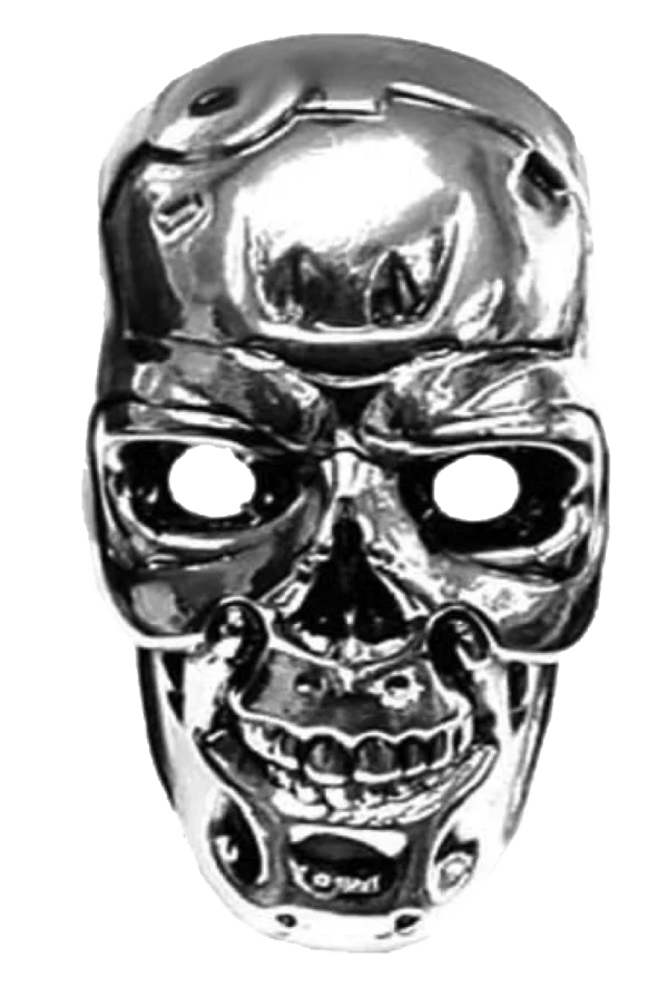 Metallic Robot Skull PNG Transparent Background