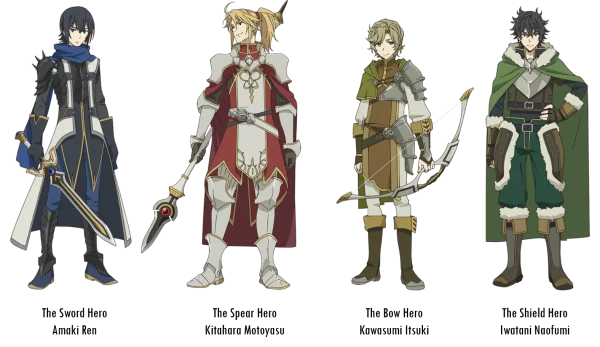 Four Fantasy Anime Characters PNG Transparent Background