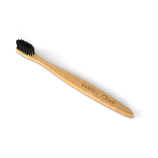 Bamboo Toothbrush with Black Bristles PNG Transparent