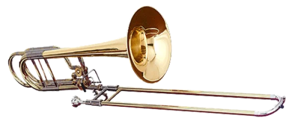 Golden Brass Trombone PNG Transparent Background