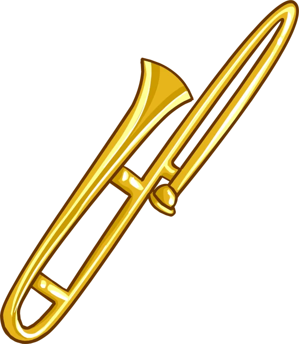 Golden Cartoon Trombone PNG Transparent